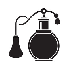 Antique Perfume Bottle with Atomizer Silhouette Design