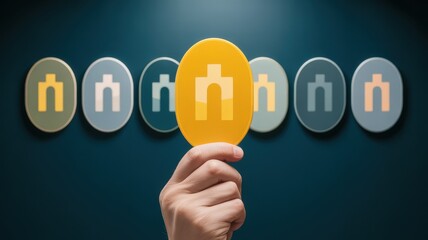 Fototapeta premium Yellow paper airplane leading a group, symbolizing leadership