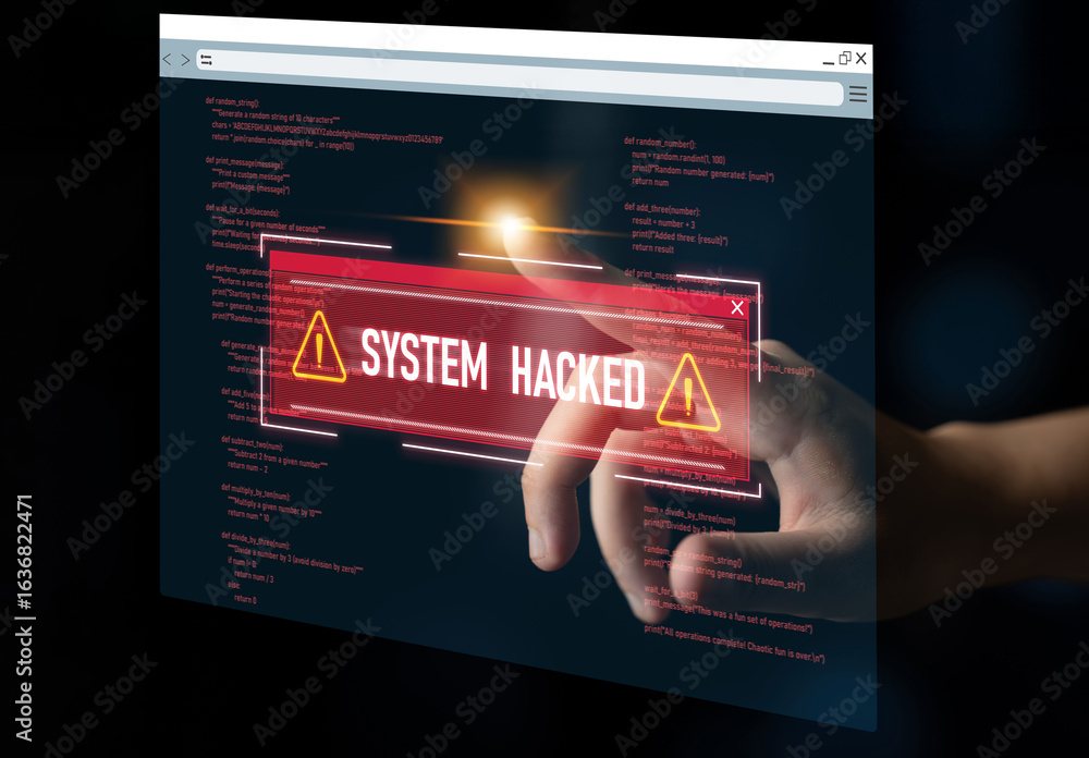 Poster cybersecurity protects digital systems from hackers with it security, attack prevention, and risk ma