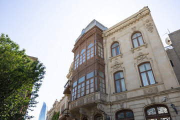 Architectural buildings in the center of Baku