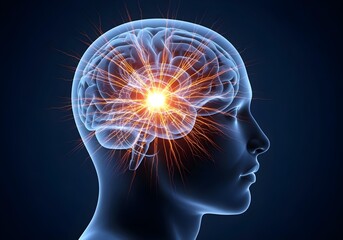 Obraz premium 3D illustration of human brain emitting electric energy representing neural activity cognition and mental health