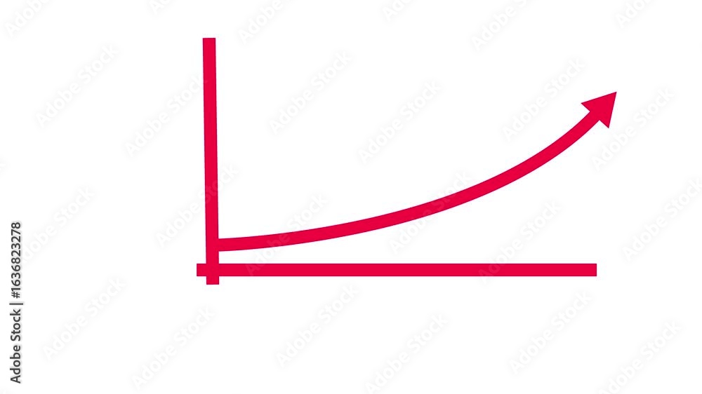 Poster abstract red color business graph icon animation .graph drawing arrow chart is getting bigger. busin