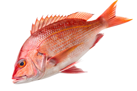 Whole red snapper fish isolated on transparent background