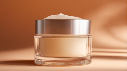 Skincare cream jar on white, soft lighting for natural feel