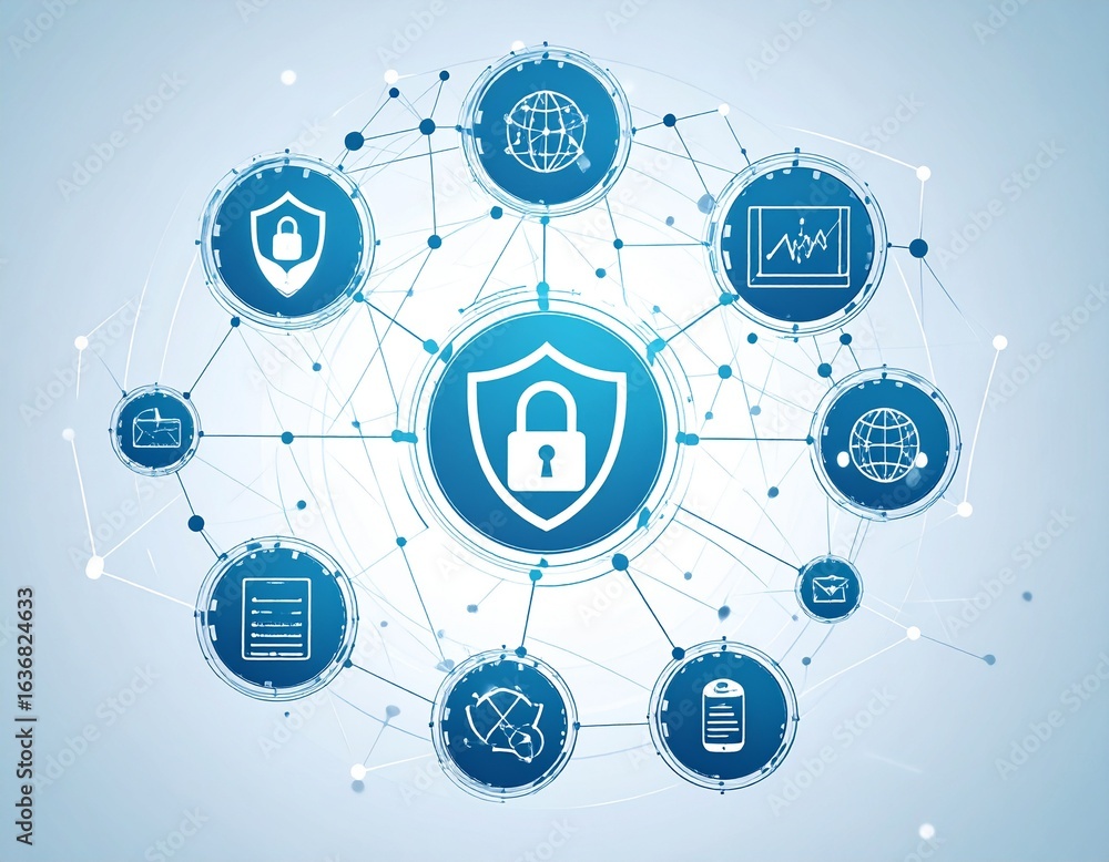 Poster cybersecurity network protection and data security system.