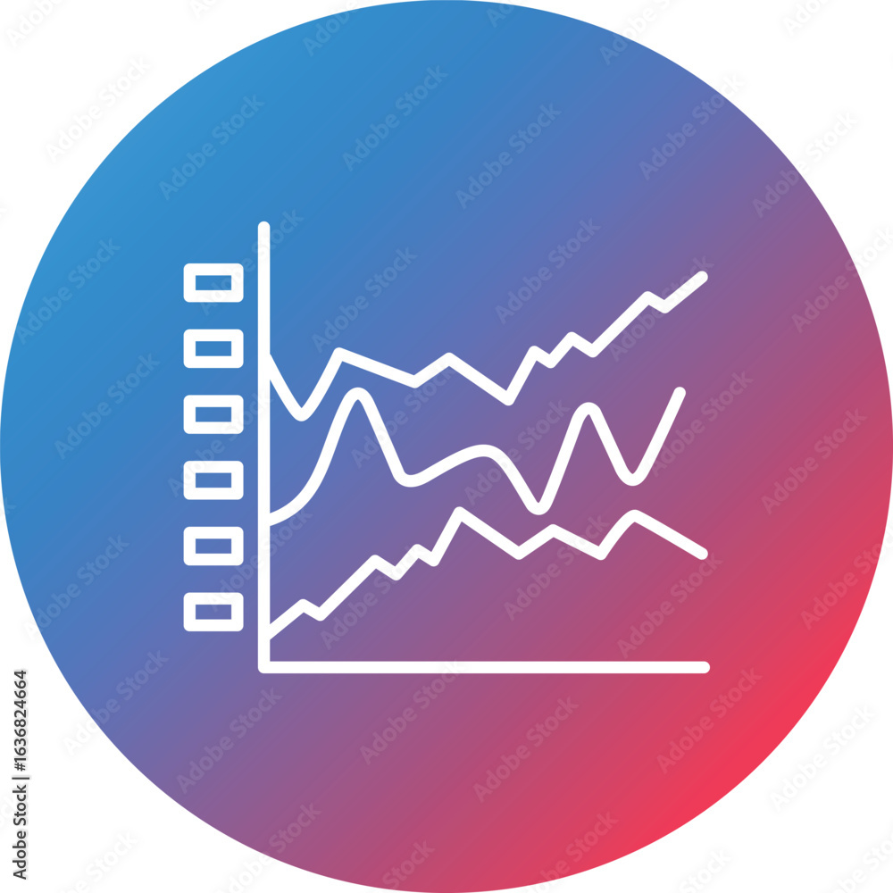 Poster stacked graph line gradient circle background icon