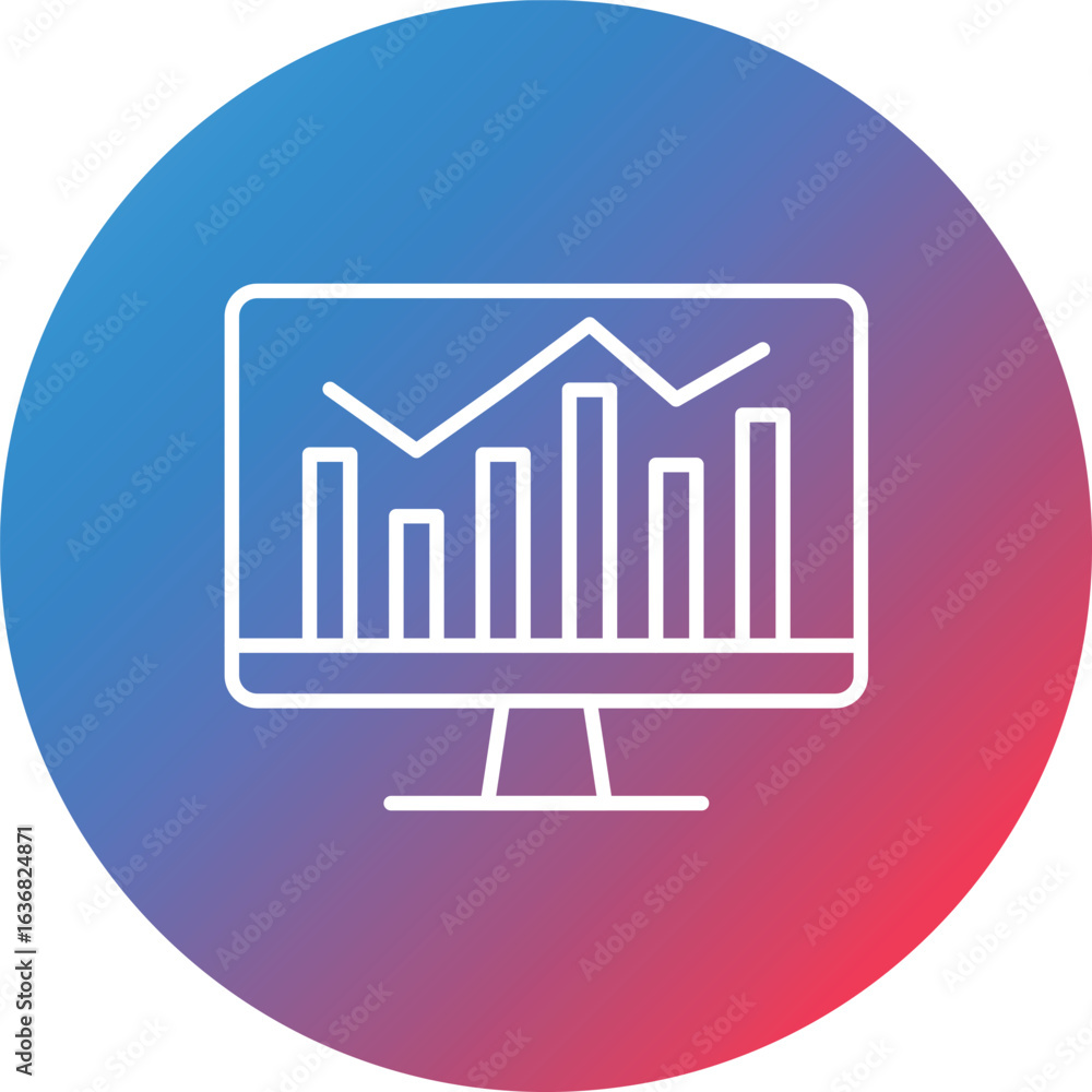 Poster upward trend in graph line gradient circle background icon