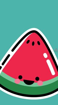 Animation of falling watermelon icons on green background