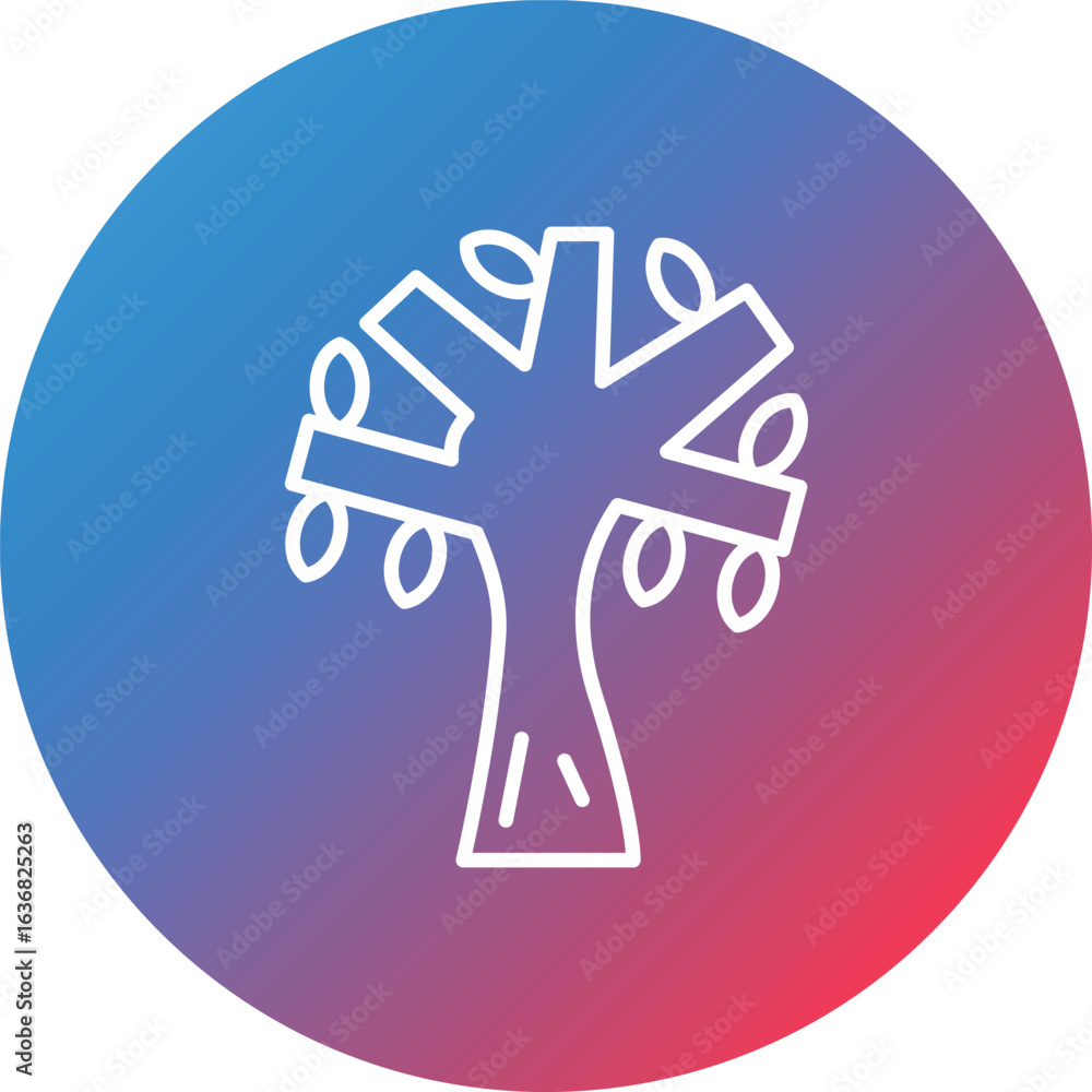 Poster tree branch line gradient circle background icon