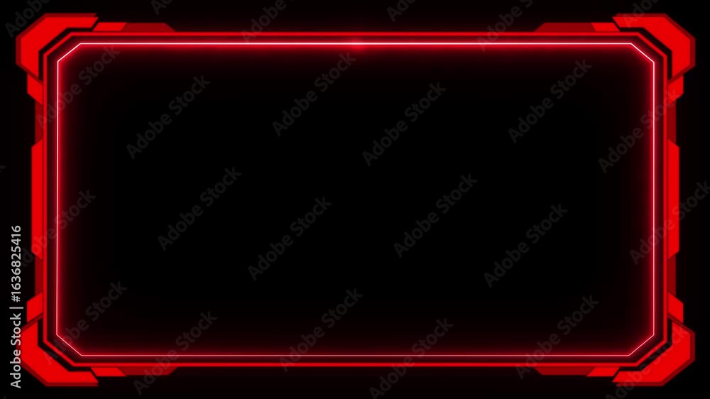 Poster futuristic rectangle hud frame with neon glow – sci-fi interface background. hud graphics around the