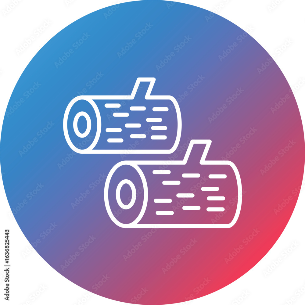 Poster tree log line gradient circle background icon