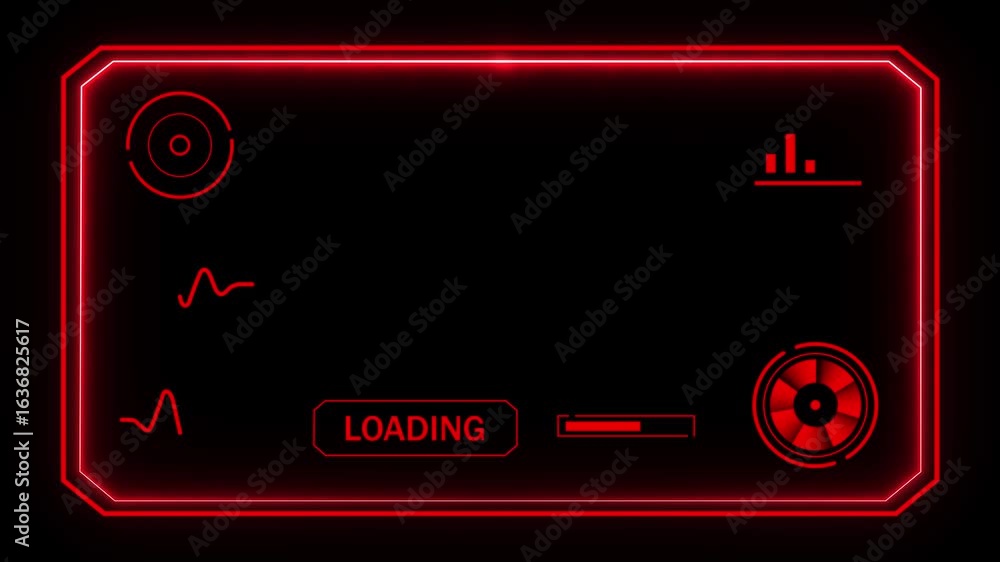 Poster futuristic rectangle hud frame with neon glow – sci-fi interface background. hud graphics around the
