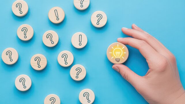 Innovation and Ideas Concept with Light Bulb and Question Marks
