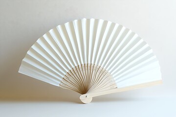Simple white paper folding fan on a light background