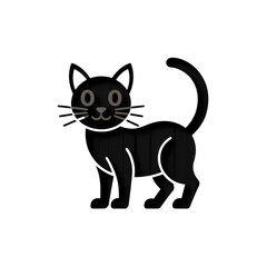 Obraz premium Playful Black Cat Illustration on Checkered Background, Whimsical Halloween Cat Design on Decorative Backdrop