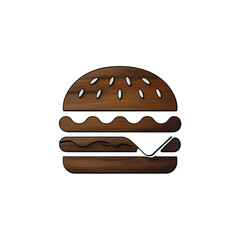 Wooden Burger Icon: Rustic Food Symbol, Crafted Wood Burger Illustration for Eco-Friendly Restaurant Branding
