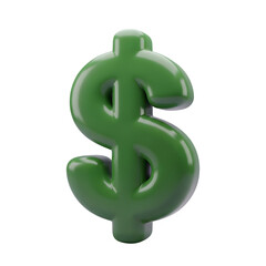 Obraz premium Green Dollar Sign Icon - 3D Money Symbol, Financial Growth, Wealth, Prosperity, Investment, Finance, Economy, Currency, Business Success