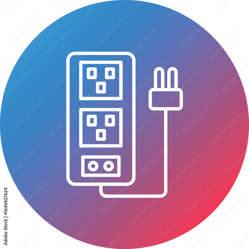 Poster extension cord line gradient circle background icon