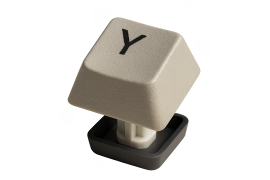 Beige Keyboard Key Showing Letter Y with Transparent Background