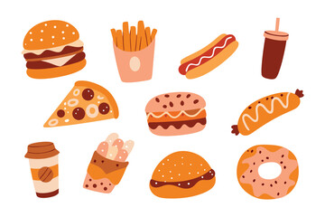 Colorful Culinary Delights: A vibrant assortment of delectable fast food items, showcasing the beauty of indulgence and the joy of flavor.