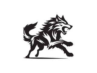 Black Silhouette of Howling Wolf Vector Illustration