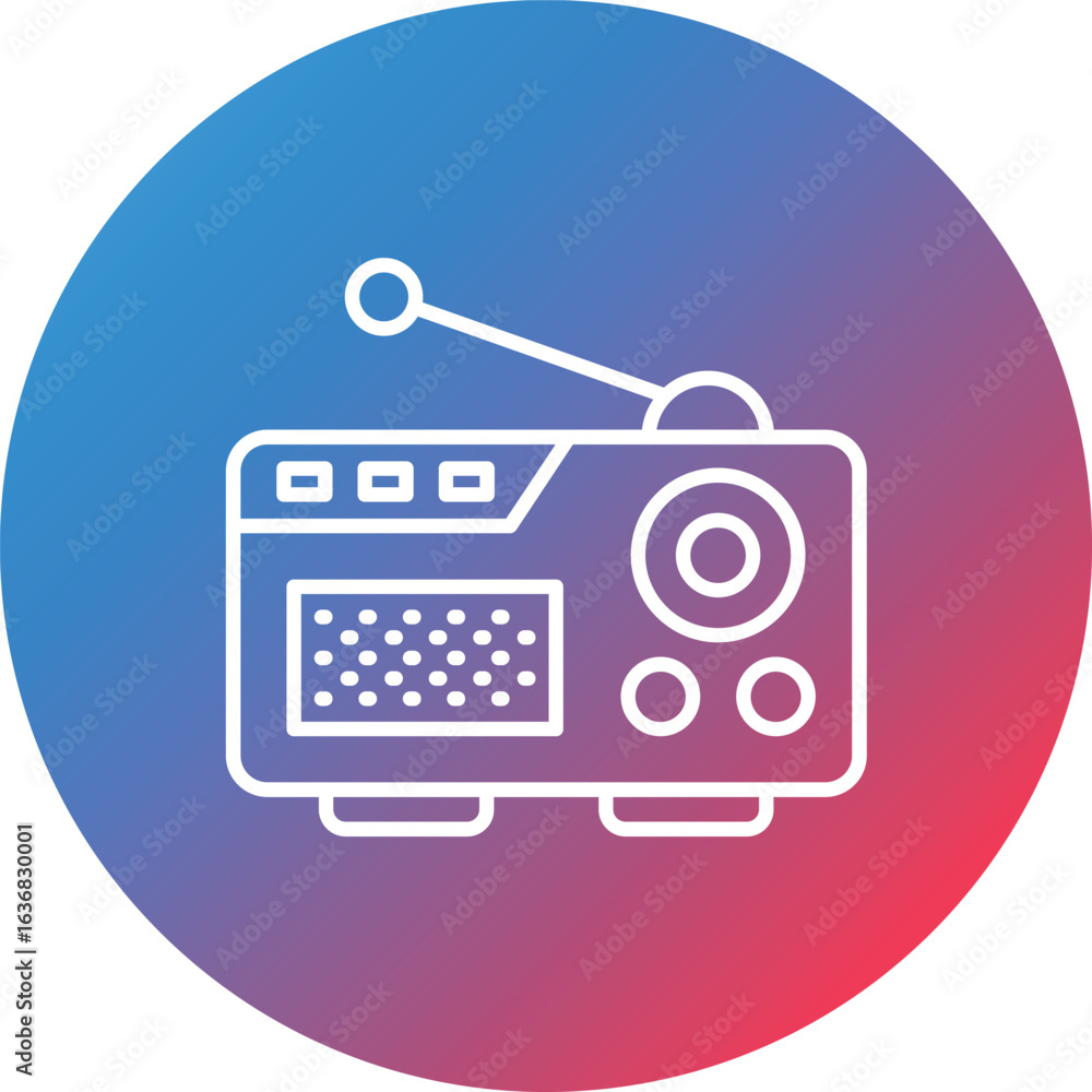 Poster radio line gradient circle background icon