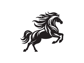 Black Silhouette of Rearing Horse Vector Illustration