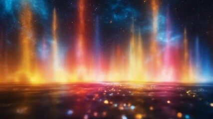 Celestial Symphony of Lights: A vibrant, abstract display of light, reminiscent of a celestial aurora borealis. A fusion of bright colors.