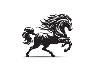 Black Silhouette of Rearing Horse Vector Illustration