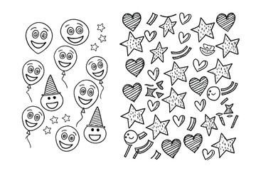 Party Doodle Delight: A vibrant array of hand-drawn doodle art showcases a jubilant gathering.