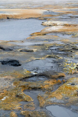 Bubbling Mud Pools in Geothermal Field at Hverir, Iceland