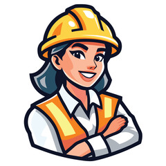 Smiling Female Construction Worker with Hard Hat Giving a Thumbs Up Conveying Approval and Positivity in the Workplace