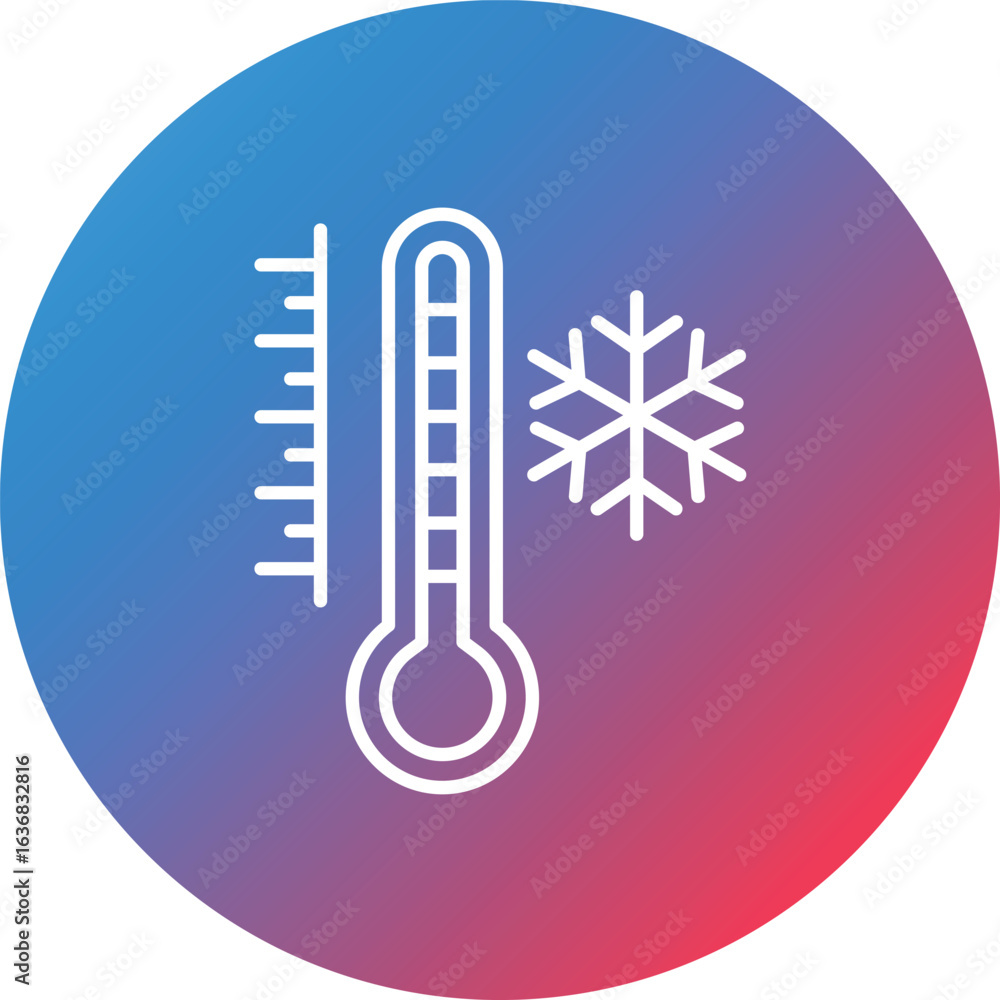 Poster cold temperature line gradient circle background icon