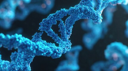 Fototapeta premium vibrant blue dna helix close up
