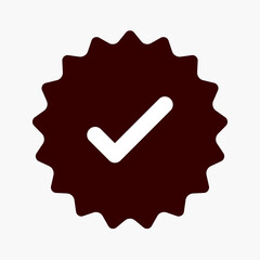 Dark red starburst badge with white check mark png
