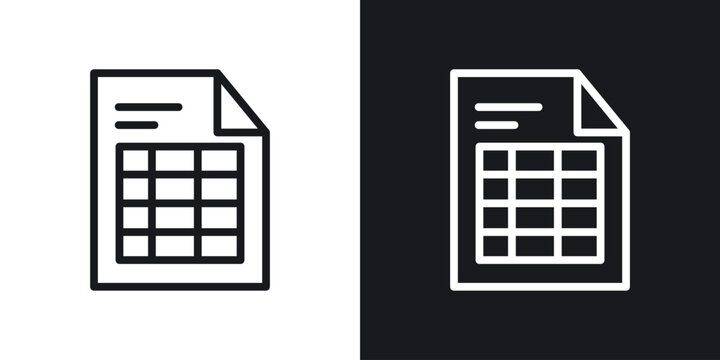 Spreadsheet icon vector symbol in Line Art Style for Design, Presentation, Website or Apps Elements.