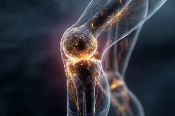 Knee joint pain anatomy illustration for medical education and healthcare concept render in detail