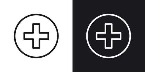 Obraz premium Plus icon vector symbol in Line Art Style for Design, Presentation, Website or Apps Elements.