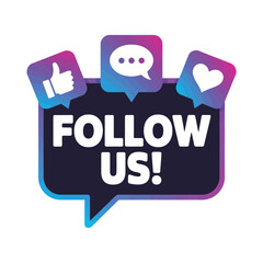 Follow us social media icons and speech bubble