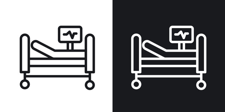 Hospital bed icon vector symbol in Line Art Style for Design, Presentation, Website or Apps Elements.