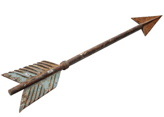 weathered iron arrow, isolated PNG transparent background