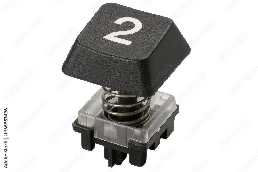 Fototapete mechanical keyboard key number two with visible switch mechanism