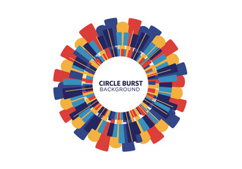 Obraz premium Colorful Circular Burst Design with Geometric Shapes and Radial Pattern