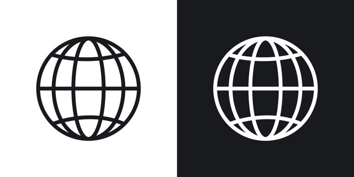 Globe icon vector symbol in Line Art Style for Design, Presentation, Website or Apps Elements.