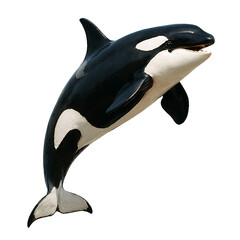 Majestic orca killer whale leaping from dark water