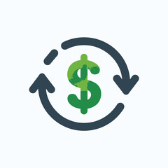 Obraz premium Dollar sign with circular arrows indicating money exchange or flow