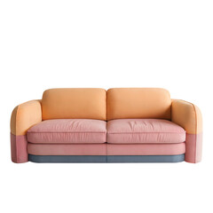 Obraz premium Modern pastel color block sofa isolated on transparent background, a stylish and comfortable piece of furniture for a trendy home
