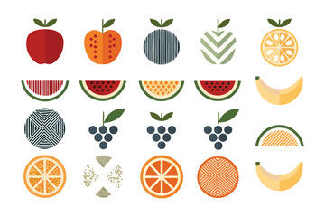 Colorful Fruit Collage: A vibrant collage of delicious and appealing fruits, showcasing a variety of fresh produce in an eye-catching, illustration style. 