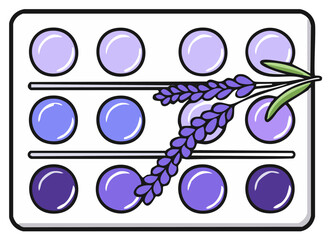 Watercolor Set with Lavender Sprigs for Artistic Creations