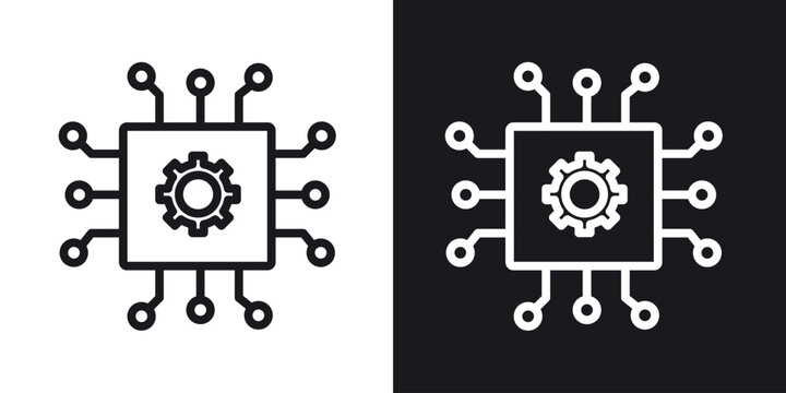 AI chip icon vector symbol in Line Art Style for Design, Presentation, Website or Apps Elements.